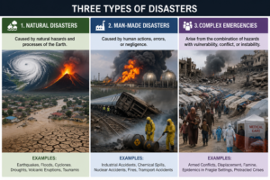 What are different types of disasters based on their stimuli?